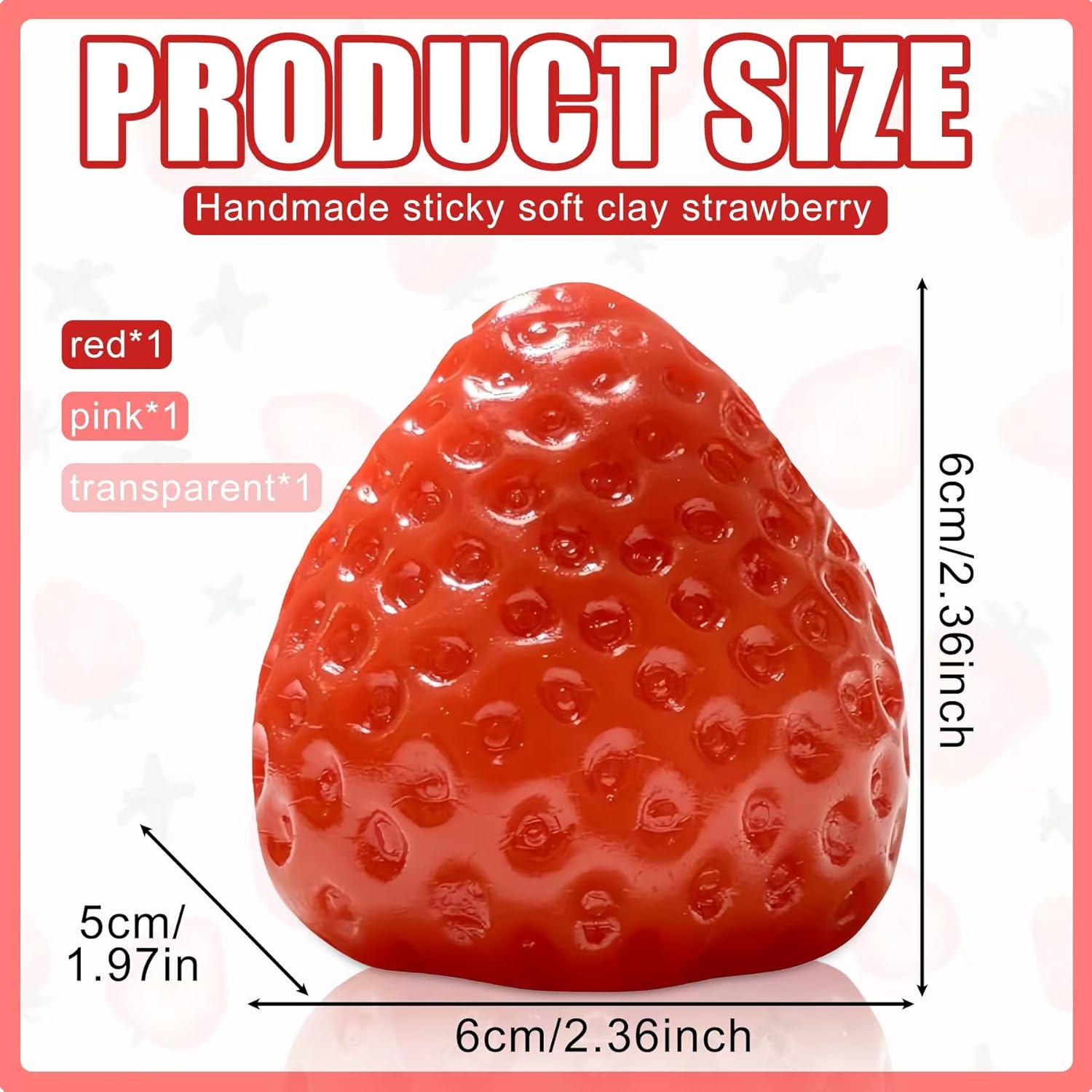 3Pcs Big Taba Squishies Strawberry. Cute Strawberry Squeeze Toys. Upgrade Fruit Squishies. Kawaii Sticky Stress Toy. Clear Fidget Toys. Valentines Gift for Kids. Teen Boys Girls Birthday Gift Ideas : Toys & Games - Image 2