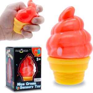 Stress Relief Ice Cream Cone Squishy Toy - Play GORO Nice Cream Sensory Squeeze Fidget Toy. Soft Anti-Anxiety Toy for Kids Adults ADHD Autism : Toys & Games