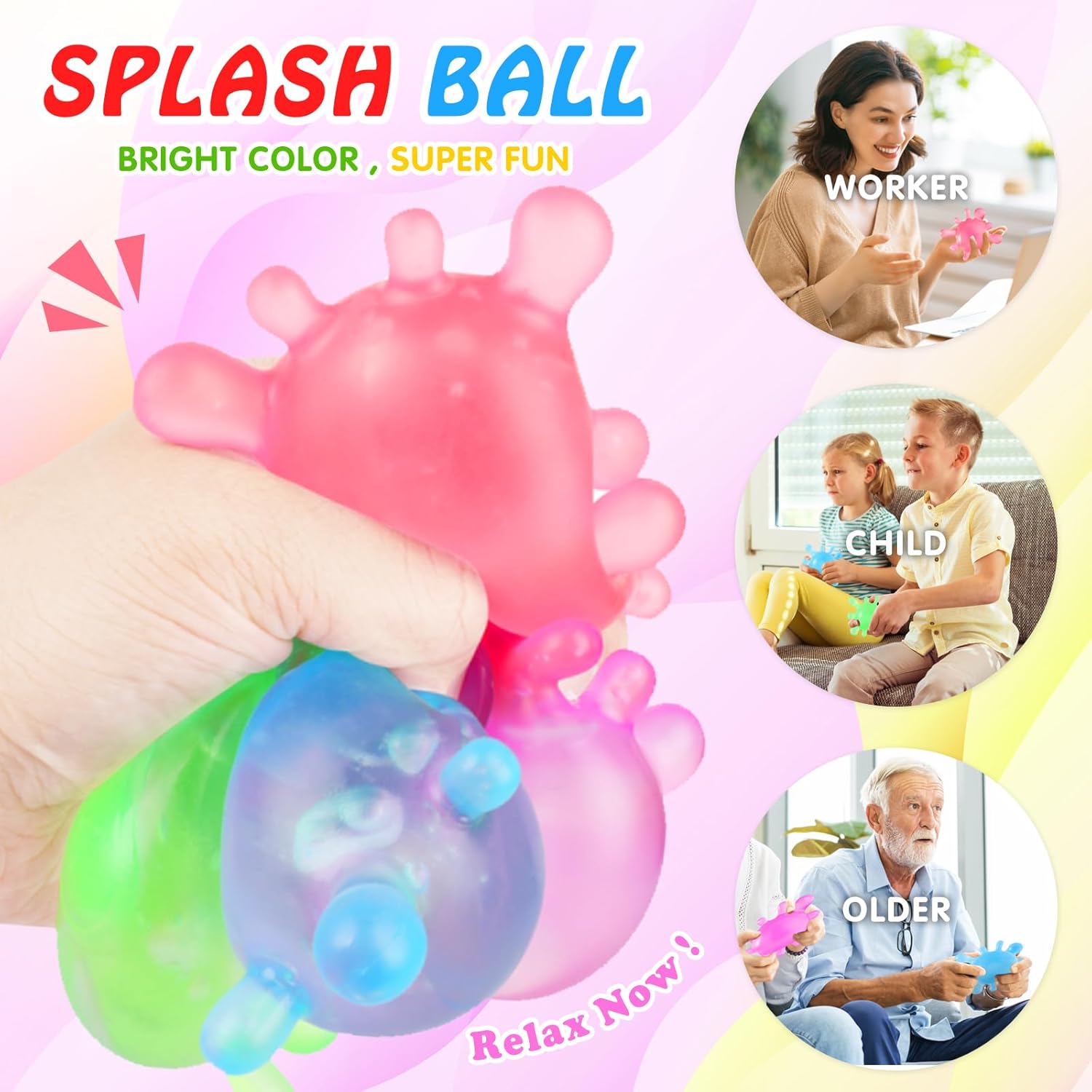 1 Pack Fidget Toys Stress Balls for Kids. Splat-Tastic Squishy Toy. Stress Splat Toy. Squishies Anxiety Stress Relief. Ice Squishy Stress Sensory Cube Malt Sugar Balls with Autism (Green) : Toys & Games - Image 2