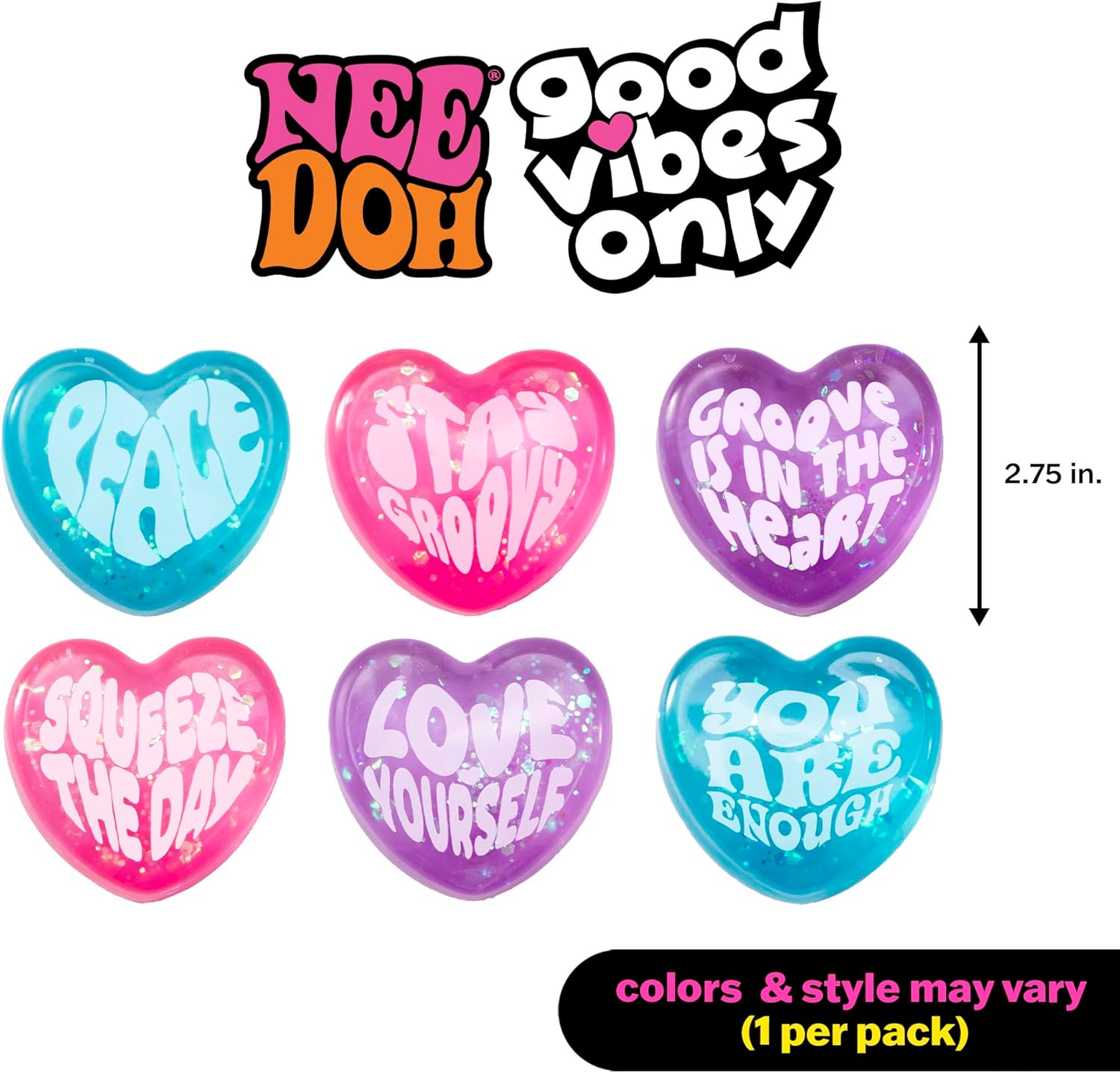 Schylling Needoh Good Vibes Only - Sensory Squeeze Toy - Colors May Vary (1 Per Pack) : Toys & Games - Image 6