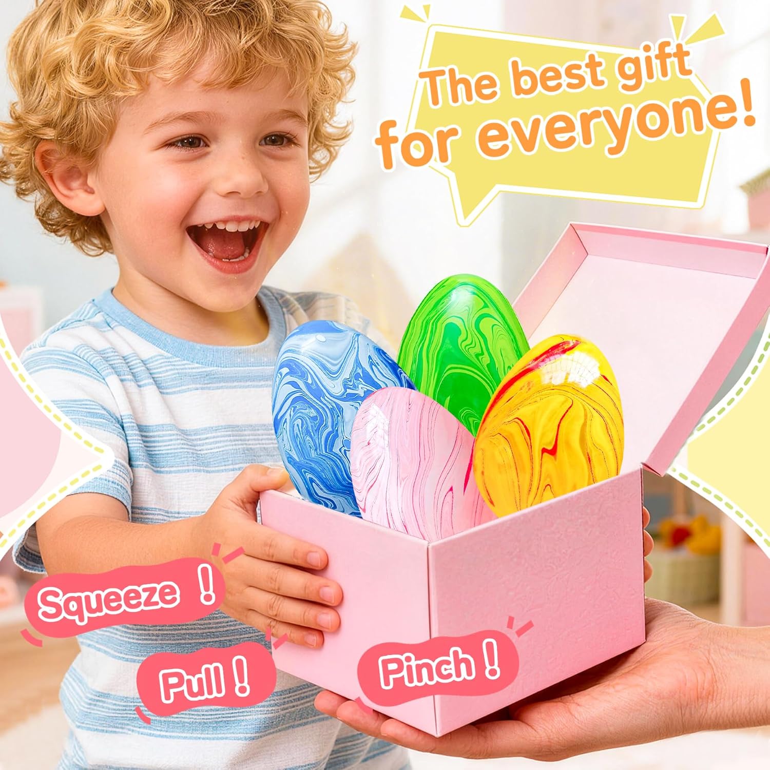 4Pack Easter Eggs Squishy Fidget Toys Squeeze Toys for Kids Girls Boys Colorful Marbled Squishy Balls Stress Balls Easter Egg Fillers Stress Relief Sensory Toys Anxiety Relief : Home & Kitchen - Image 5