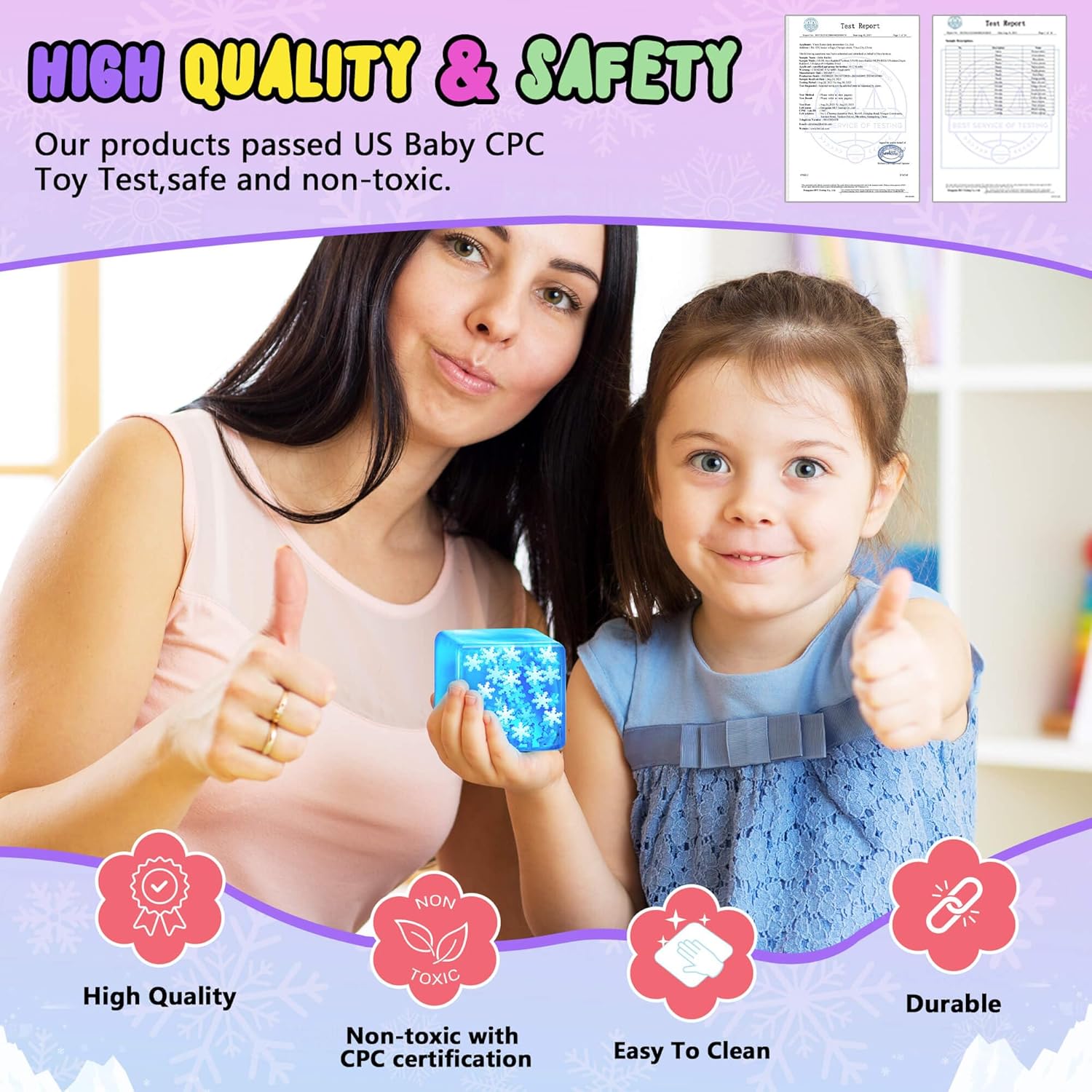 Squishy Fidget Toys Adults Stress Cube - Glow in The Dark Snowflakes Sensory Toys for Kids with Autism Stress Balls for Kids Teens Squeeze Squishy Toys Easter Basket Stuffers : Toys & Games - Image 6